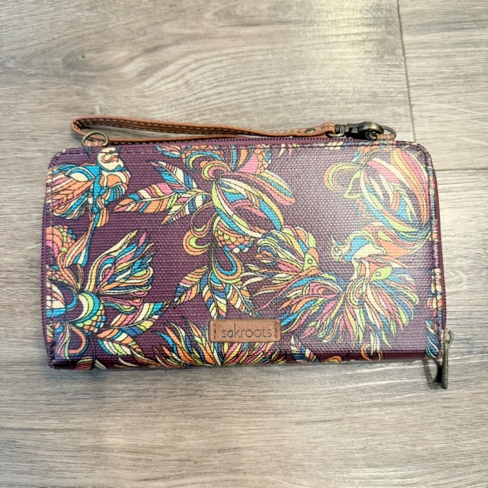 Sak Roots Coated Canvas Zip Around Wallet